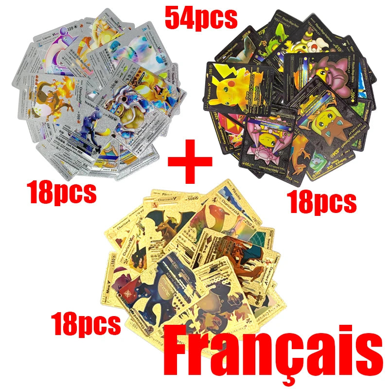 Pokémon Cards Pokemon Francaise Gold Cards Spanish English German Foil Gold Silve Cards Metalicas Charizard Vmax Gx Game Card
