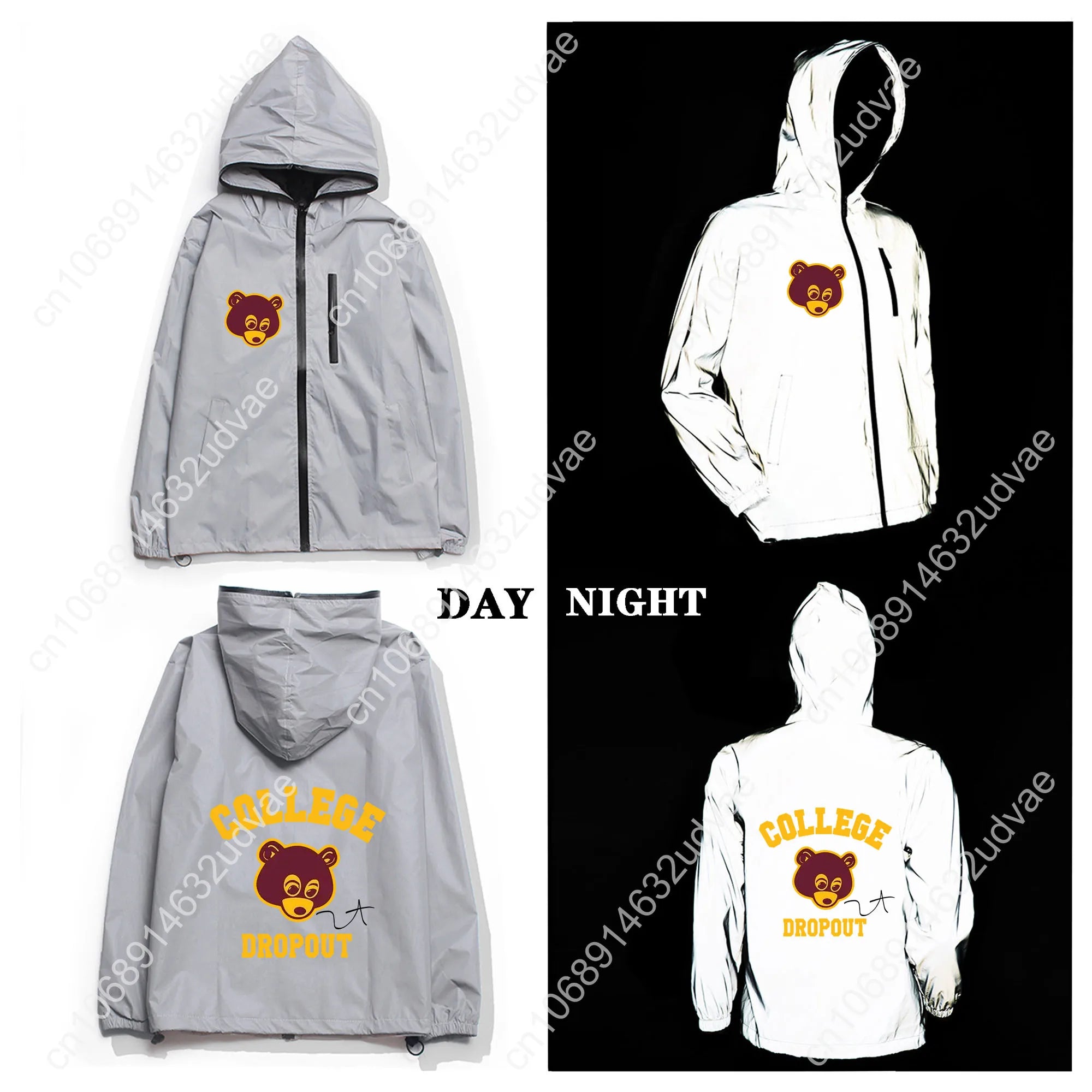 Kanye West Reflective Jacket Mens Womens Coat Hooded Windbreaker Runing Pocket Jackets Cycling Hiking Zipper Customized Hoodie