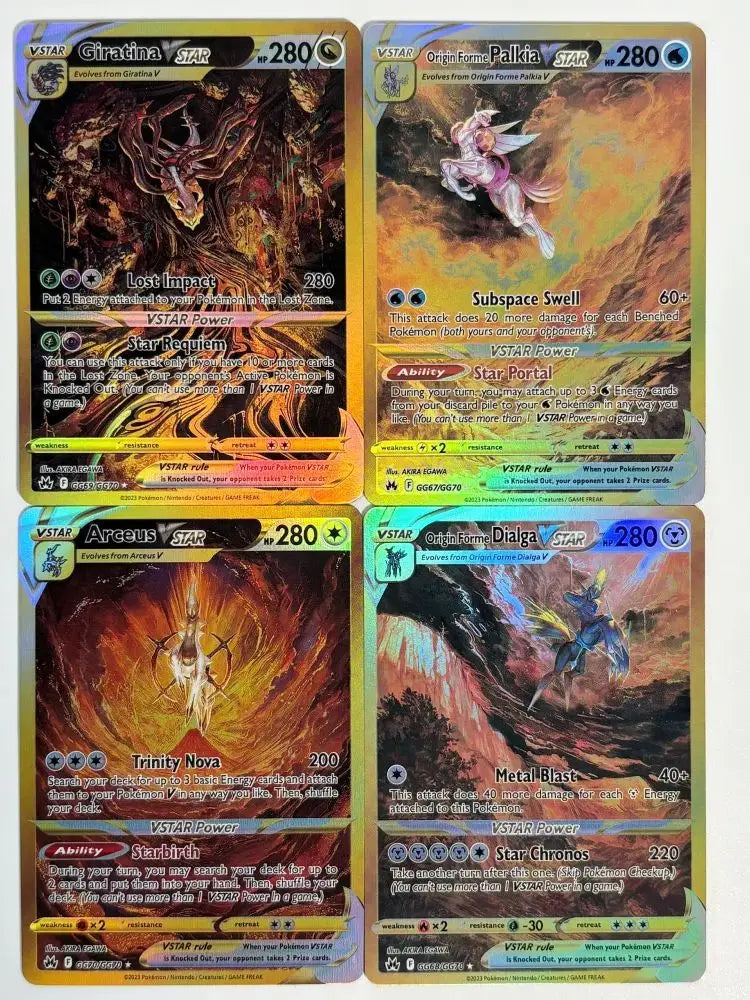 PKM Proxy Foil Cards 4pcs Arceus/Giratina/Dialga/Palkia VSTAR Toys Hobbies Collectibles Game Collection PTCG Anime Cards