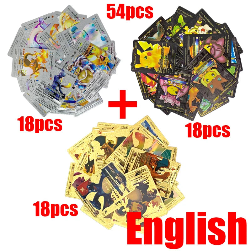 Pokémon Cards Pokemon Francaise Gold Cards Spanish English German Foil Gold Silve Cards Metalicas Charizard Vmax Gx Game Card