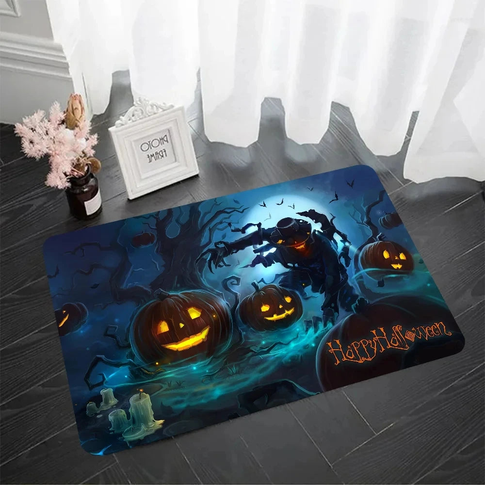 MINISO Disney Halloween Pumpkin Floor Mat Doormats Home Carpet Foot Mat Bathroom Absorbent Mats Mats Home Decor Supplies Carpets