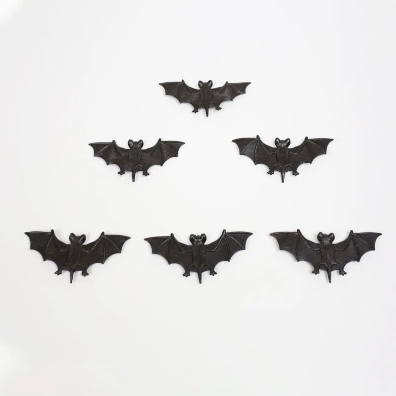 6Pcs Halloween Decorations Simulation Soft Rubber Bat Horror Tricky Props Holiday Decoration Props