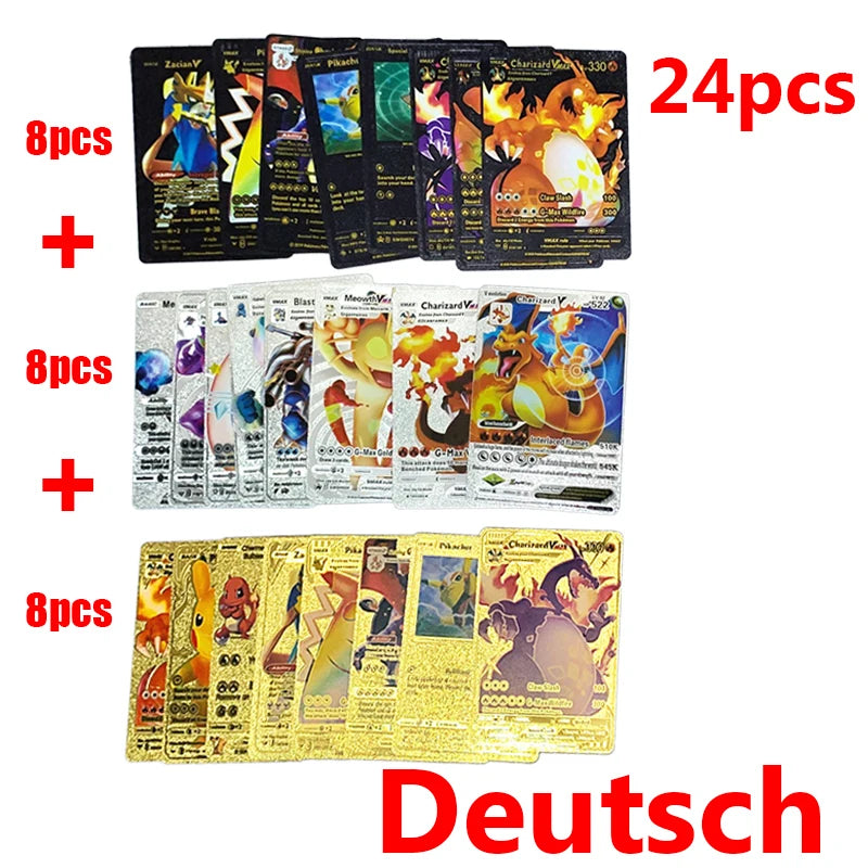 Pokémon Cards Pokemon Francaise Gold Cards Spanish English German Foil Gold Silve Cards Metalicas Charizard Vmax Gx Game Card