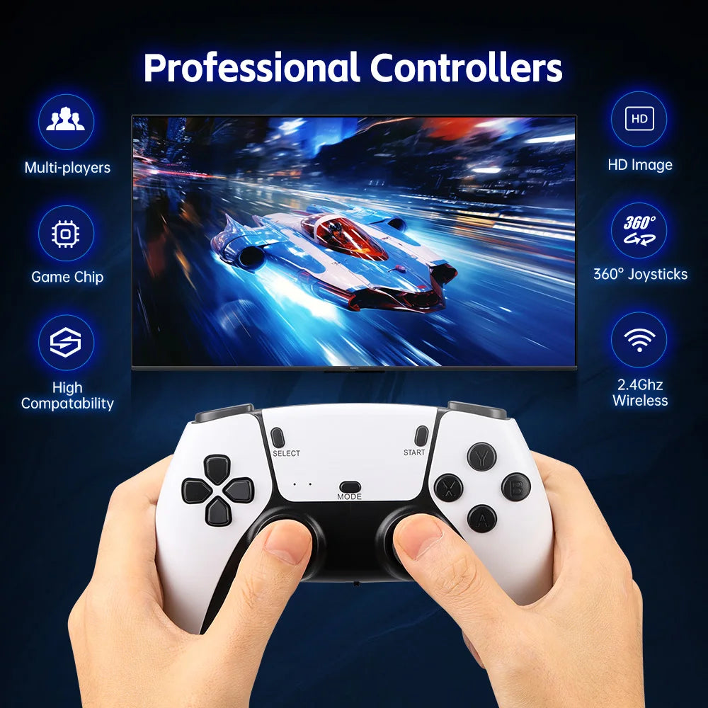 M15 Game Stick 4K Retro Video Game Console 64GB 20000+Games Handheld Game Console with Wireless Gamepads Controller HDMI Output