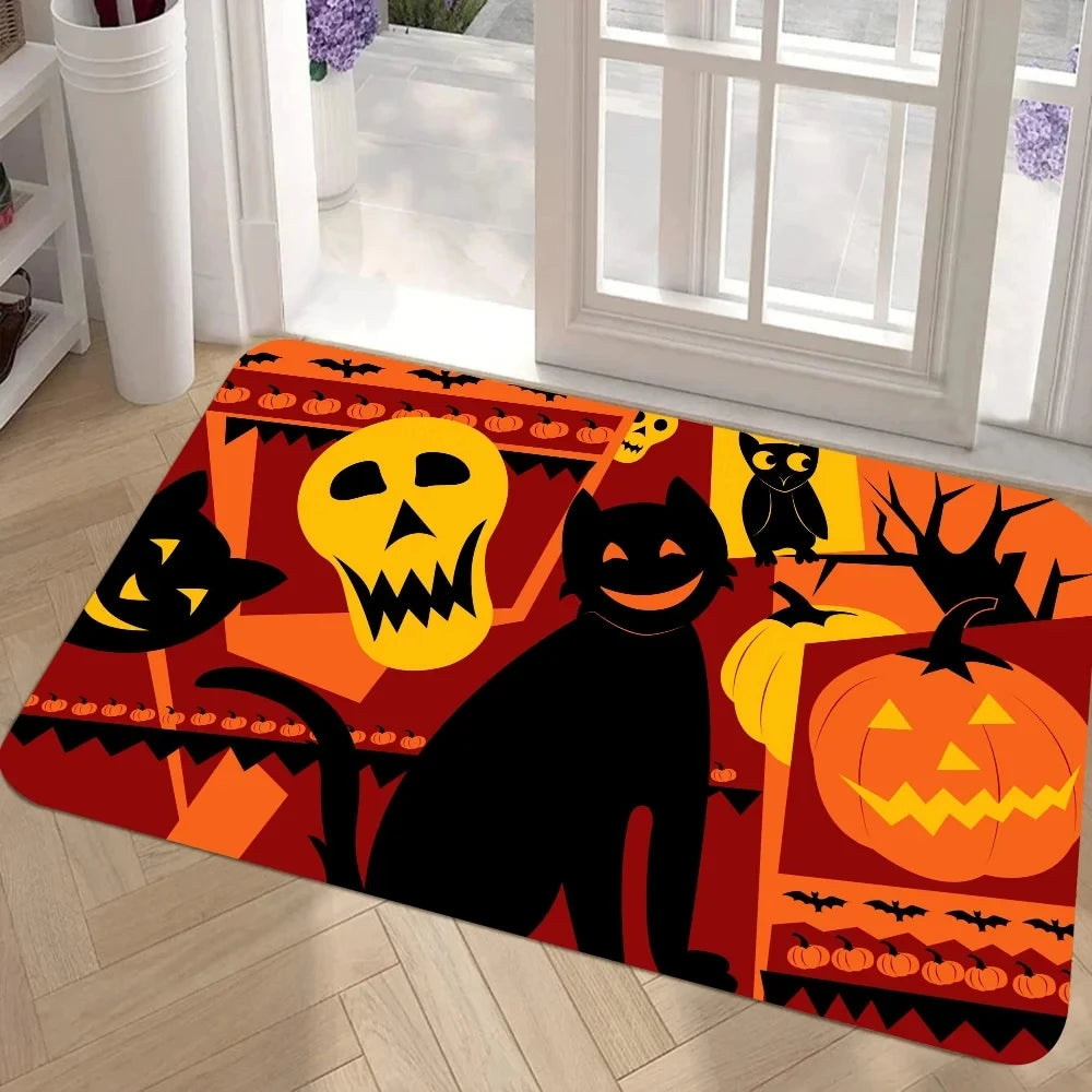 MINISO Disney Halloween Pumpkin Floor Mat Doormats Home Carpet Foot Mat Bathroom Absorbent Mats Mats Home Decor Supplies Carpets