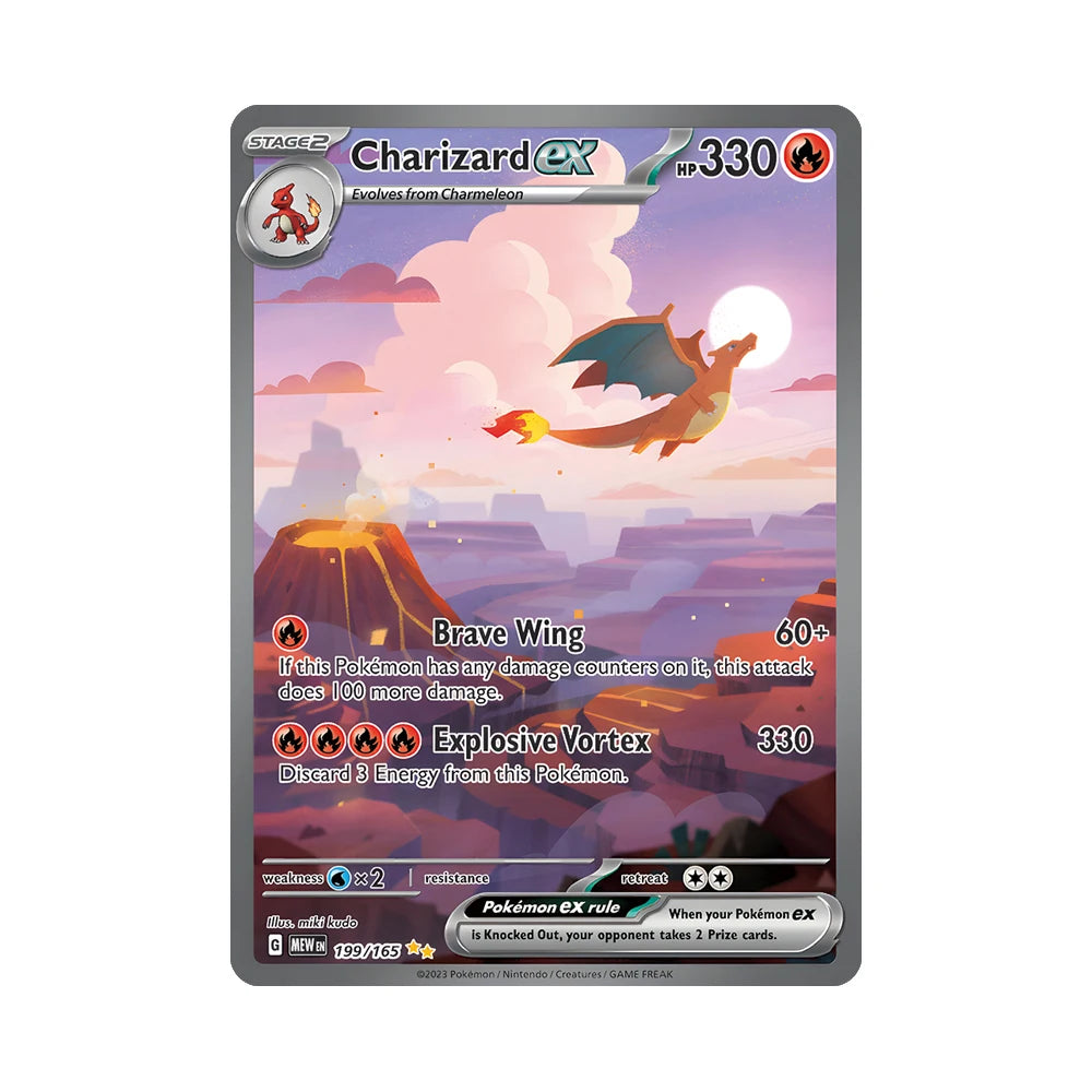 10PCS/set Pocket Monsters Card 151 Series EX Charizard Venusaur Blastoise PTCG SAR Scarlet Violet Animation Collection Card