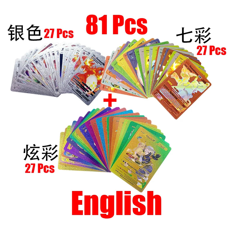Pokémon Cards Pokemon Francaise Gold Cards Spanish English German Foil Gold Silve Cards Metalicas Charizard Vmax Gx Game Card