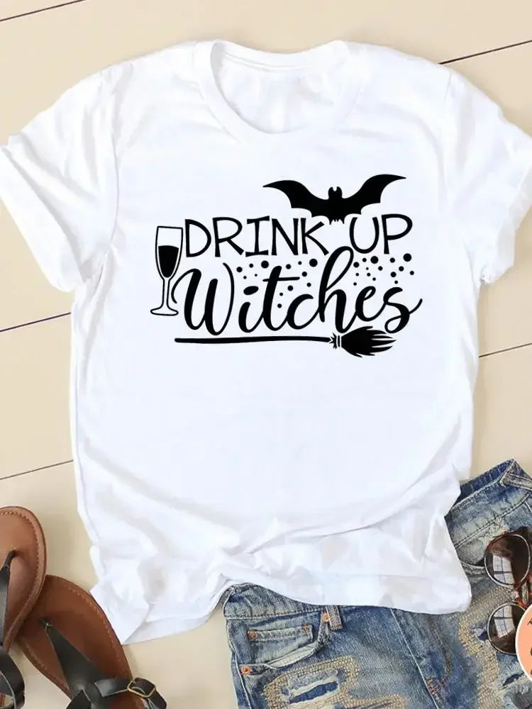 2024 Letter Spider Trend Halloween Thanksgiving Tee Ladies Clothing Clothes Fall Autumn Female T Women Graphic Print T-shirts