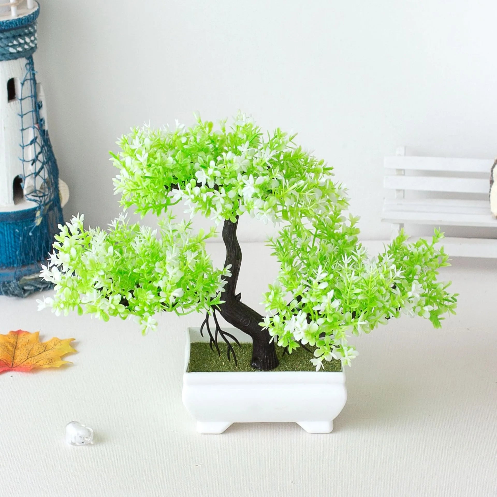 A set of artificial bonsai trees, plants, new homes, decorations for Christmas, Halloween, Easter, Hanukkah, and Thanksgiving