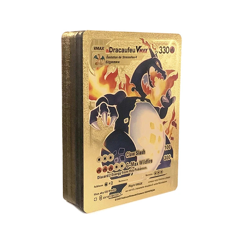Pokémon Cards Pokemon Francaise Gold Cards Spanish English German Foil Gold Silve Cards Metalicas Charizard Vmax Gx Game Card