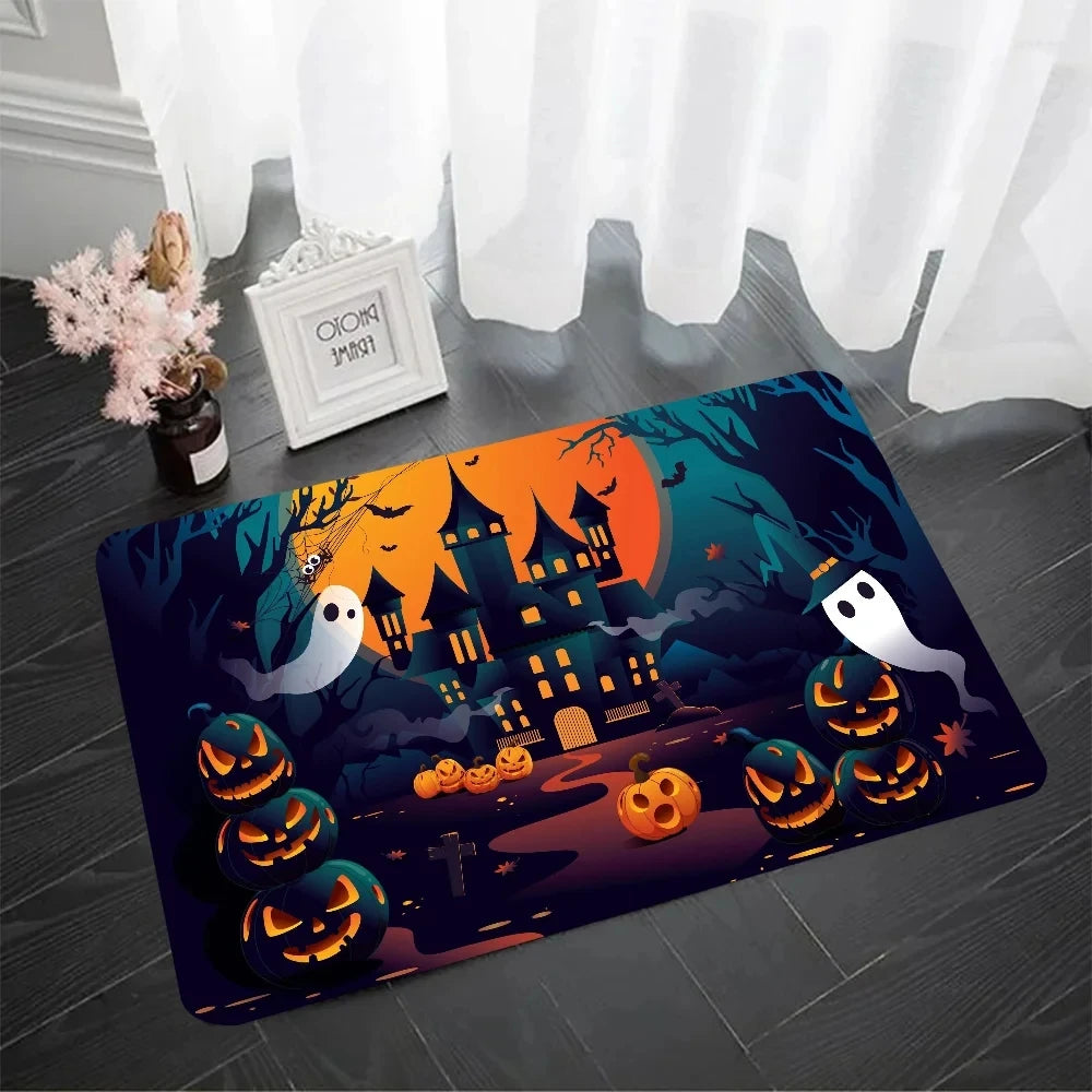 MINISO Disney Halloween Pumpkin Floor Mat Doormats Home Carpet Foot Mat Bathroom Absorbent Mats Mats Home Decor Supplies Carpets