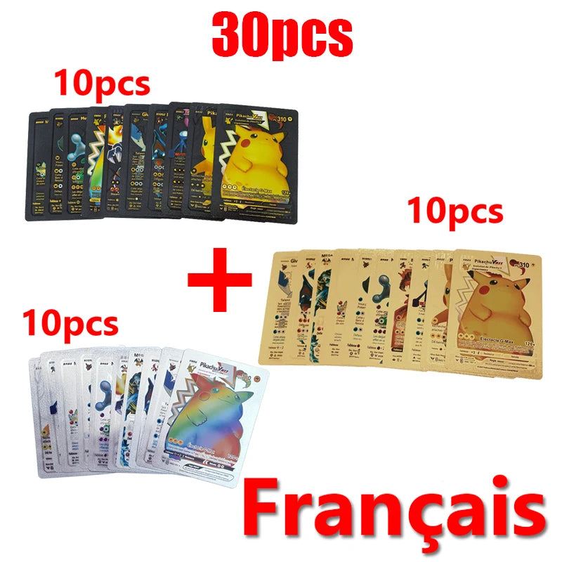 Pokémon Cards Pokemon Francaise Gold Cards Spanish English German Foil Gold Silve Cards Metalicas Charizard Vmax Gx Game Card