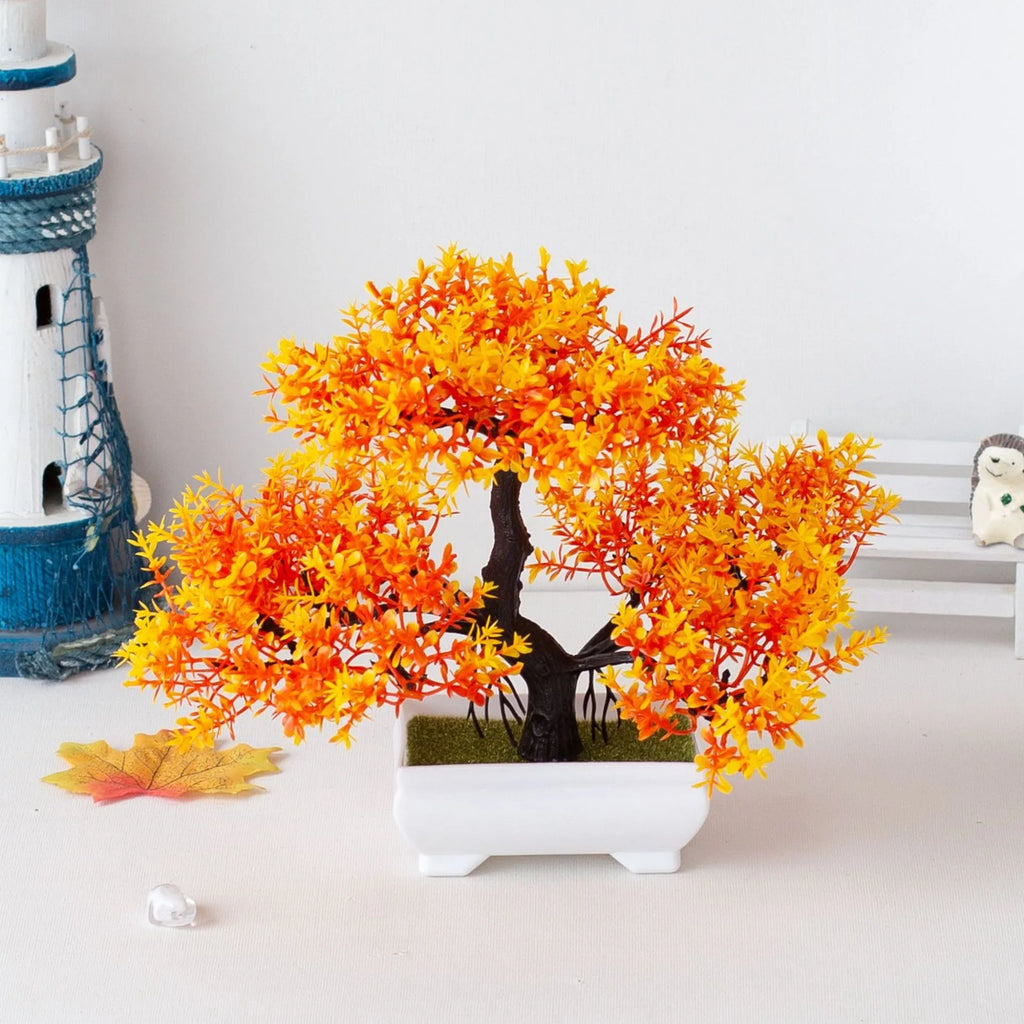 A set of artificial bonsai trees, plants, new homes, decorations for Christmas, Halloween, Easter, Hanukkah, and Thanksgiving