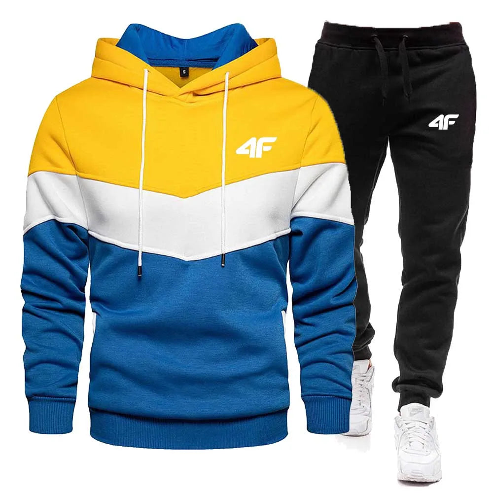 2-Piece Fleece Tracksuit for Men Thick Hoodies and Pants Warm Sportswear Suit Hip Hop Trend Clothing Winter and Fall