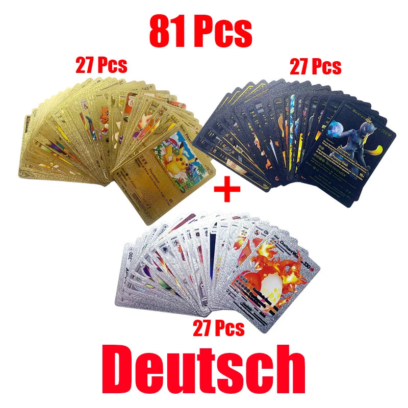 Pokémon Cards Pokemon Francaise Gold Cards Spanish English German Foil Gold Silve Cards Metalicas Charizard Vmax Gx Game Card
