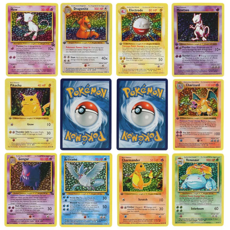 151Pcs 1996 first generation Pokémon card Charizard Pikachu Mewtwo Blastoise Collecting card toys English version