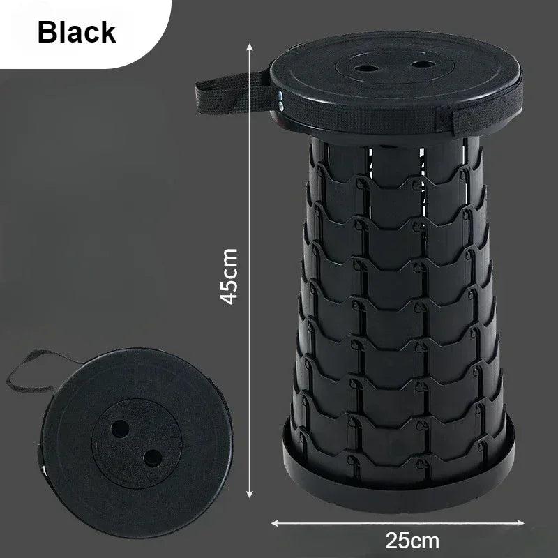 Portable Plastic Folding Telescopic Chair, Lightweight Adjustable Stool for Fishing Beach Camping, Compact Outdoor Foldable Seat