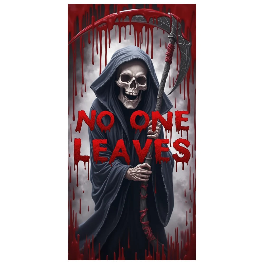 Halloween Door Decorations Horror Moon Night Dead Tree Scary Cemetery Pumpkins Door Cover Banner Halloween Front Door Porch Back