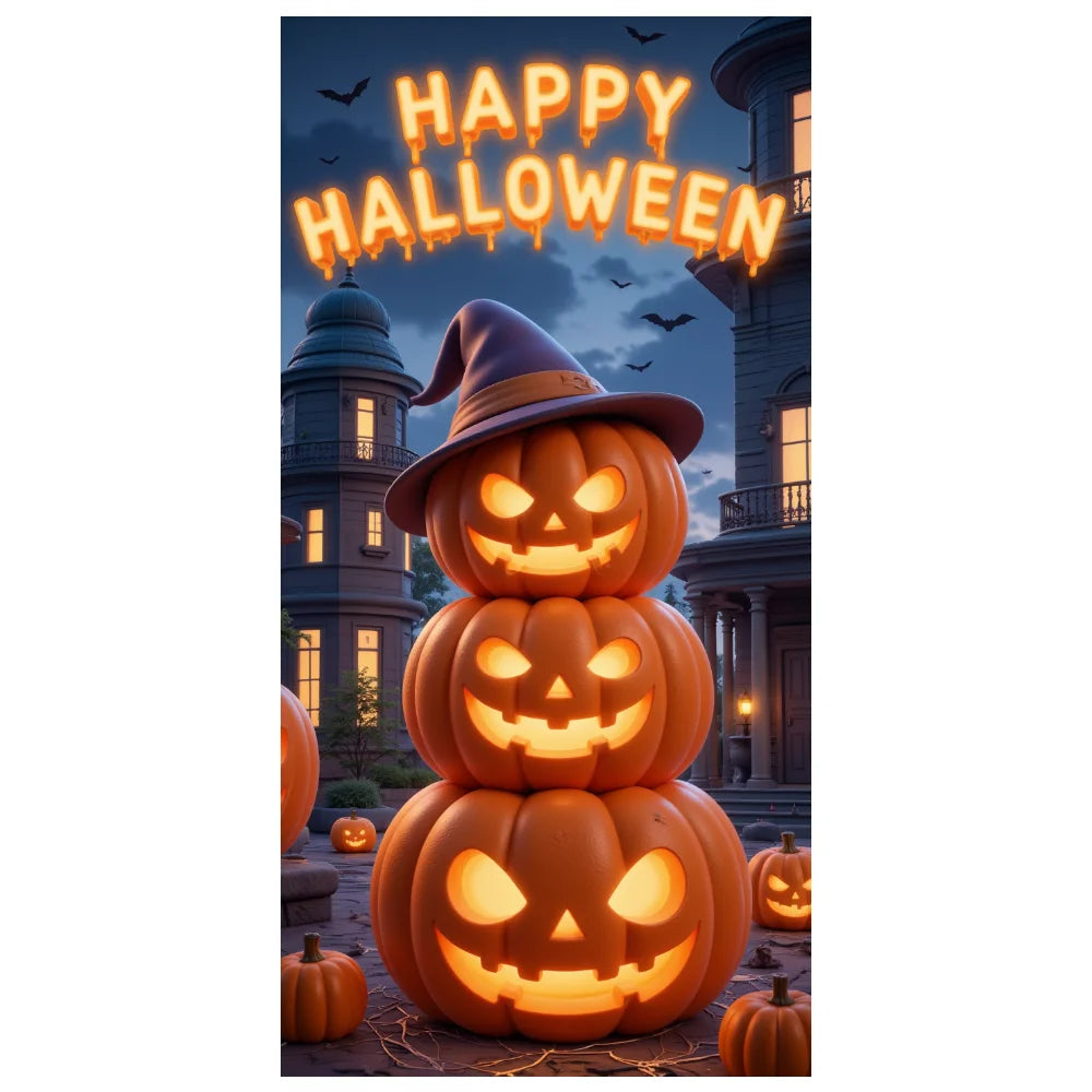 Halloween Door Decorations Horror Moon Night Dead Tree Scary Cemetery Pumpkins Door Cover Banner Halloween Front Door Porch Back