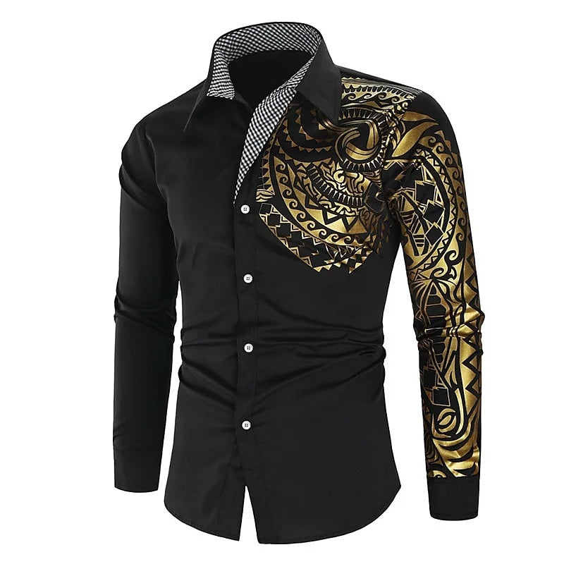 Men's Shirts Button-down Shirts Casual Shirts Black White Burgundy Long Sleeves Lapel Spring and Fall Wedding Party Clothing 6XL