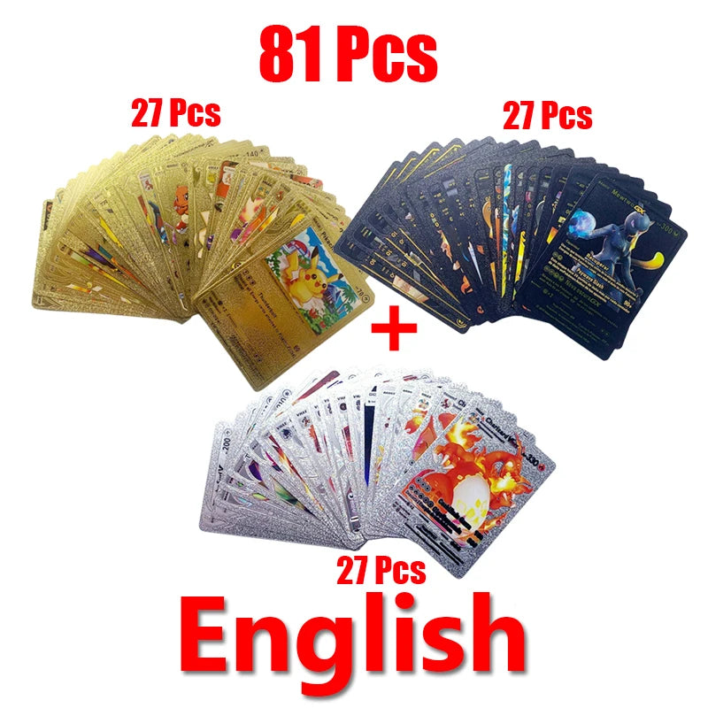 Pokémon Cards Pokemon Francaise Gold Cards Spanish English German Foil Gold Silve Cards Metalicas Charizard Vmax Gx Game Card