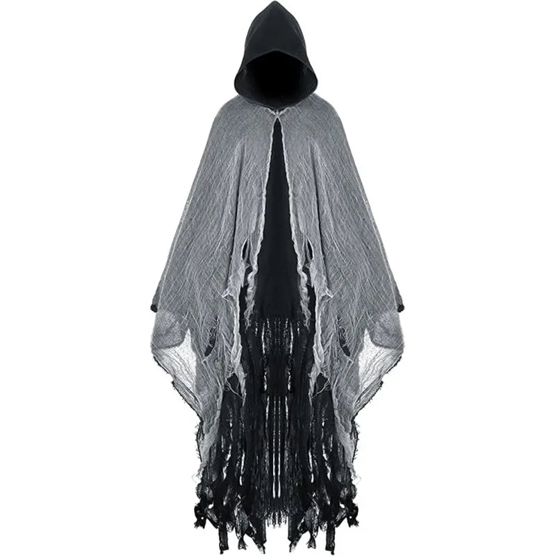 Adult Witch Halloween Cloak Skull Mask Costumes Vampire Hooded Cosplay Costume Scary Grim Reaper Dress Up Prank Horror Costume