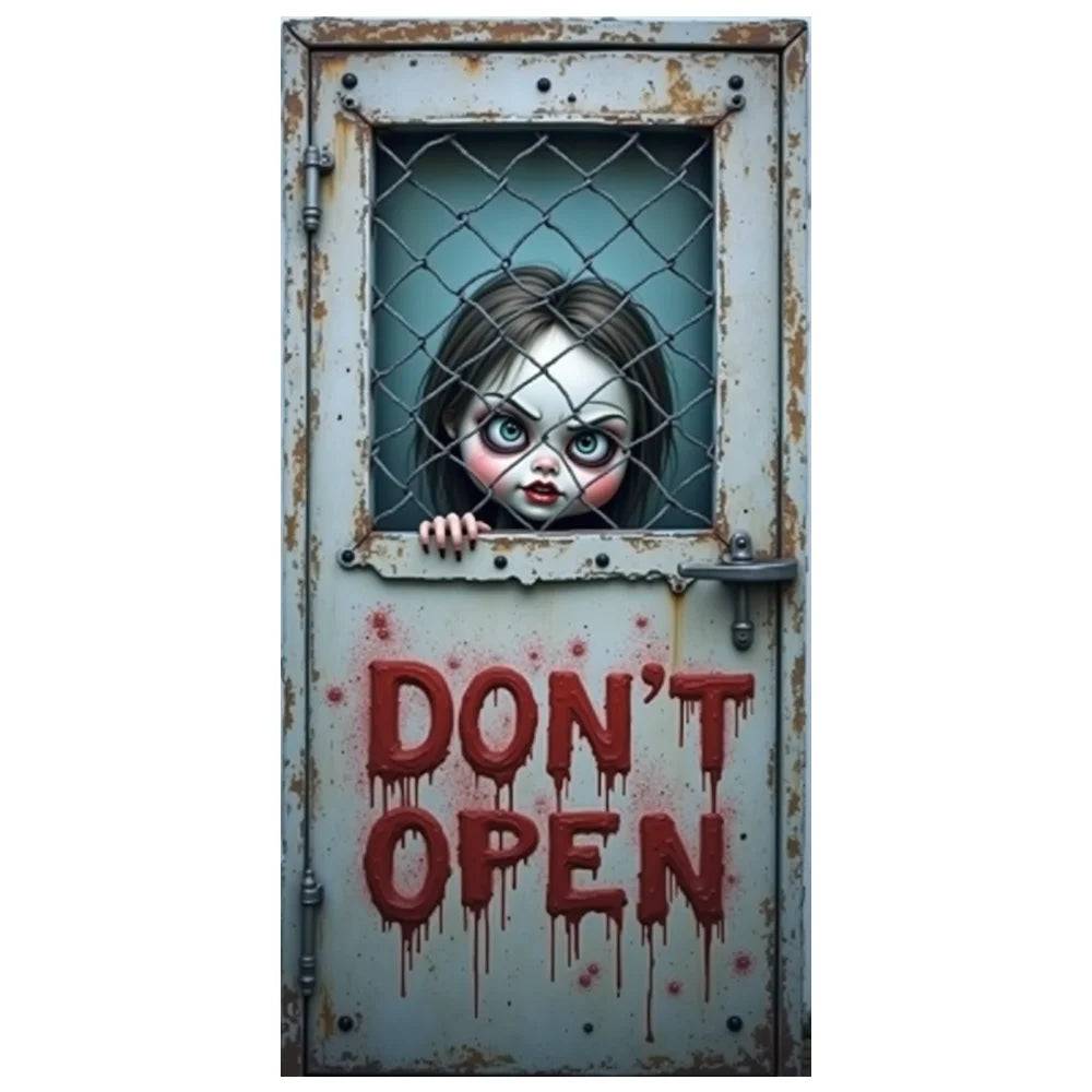 Halloween Door Decorations Horror Moon Night Dead Tree Scary Cemetery Pumpkins Door Cover Banner Halloween Front Door Porch Back