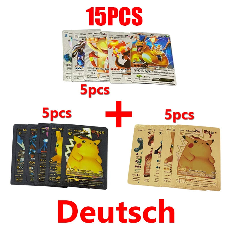 Pokémon Cards Pokemon Francaise Gold Cards Spanish English German Foil Gold Silve Cards Metalicas Charizard Vmax Gx Game Card