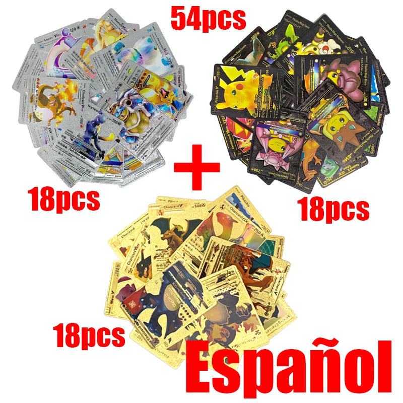 Pokémon Cards Pokemon Francaise Gold Cards Spanish English German Foil Gold Silve Cards Metalicas Charizard Vmax Gx Game Card