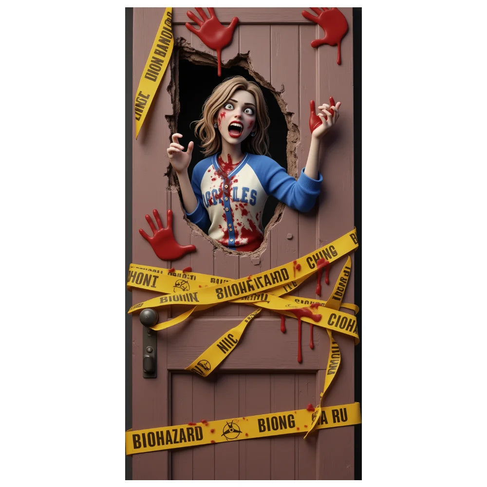 Halloween Door Decorations Horror Moon Night Dead Tree Scary Cemetery Pumpkins Door Cover Banner Halloween Front Door Porch Back