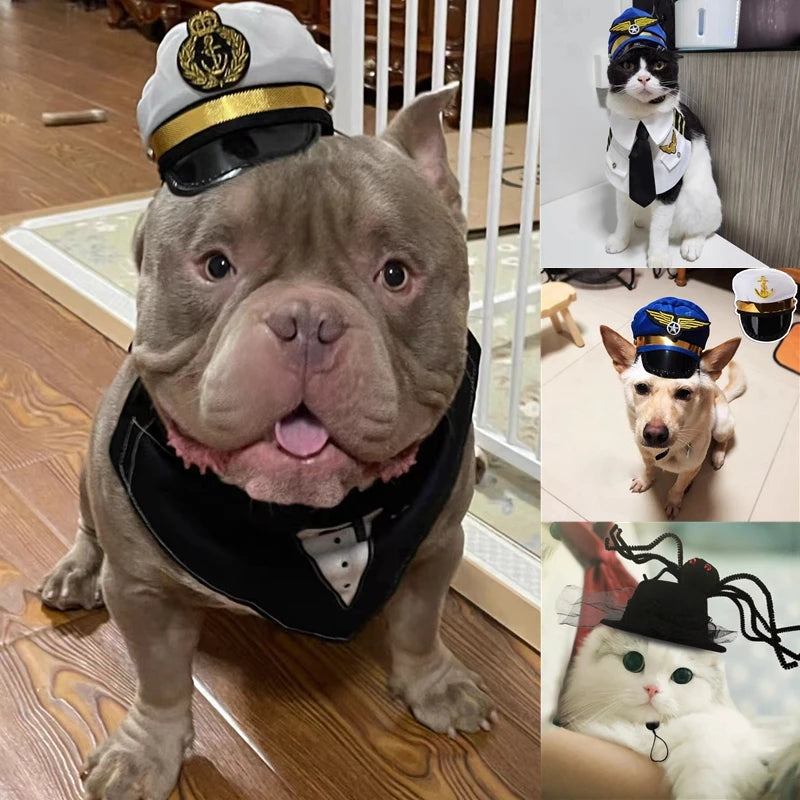 Pet Dog Cat Cap Funny Pet Product For Photography Halloween Cosplay Police Hat Holiday Costume Chihuahua Yorkshire Accessories