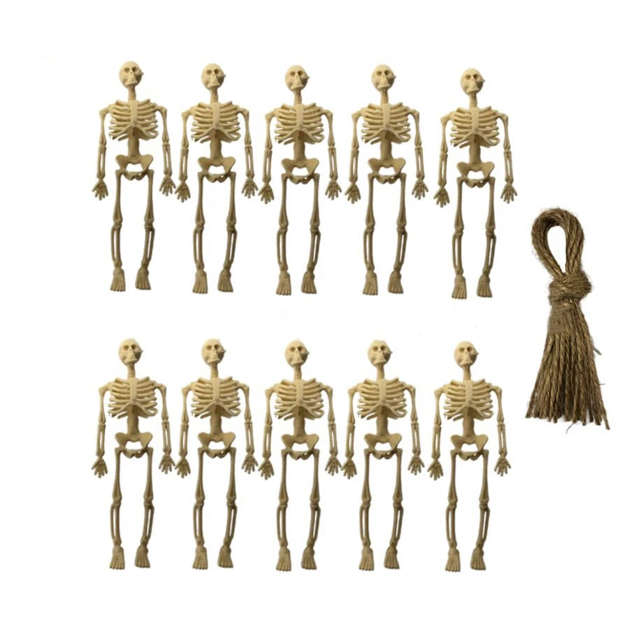 5PCS Decor Halloween Mini Plastic Skull Skeleton Decoration Favors Hanging Toys for Craft Halloween Party Decorations