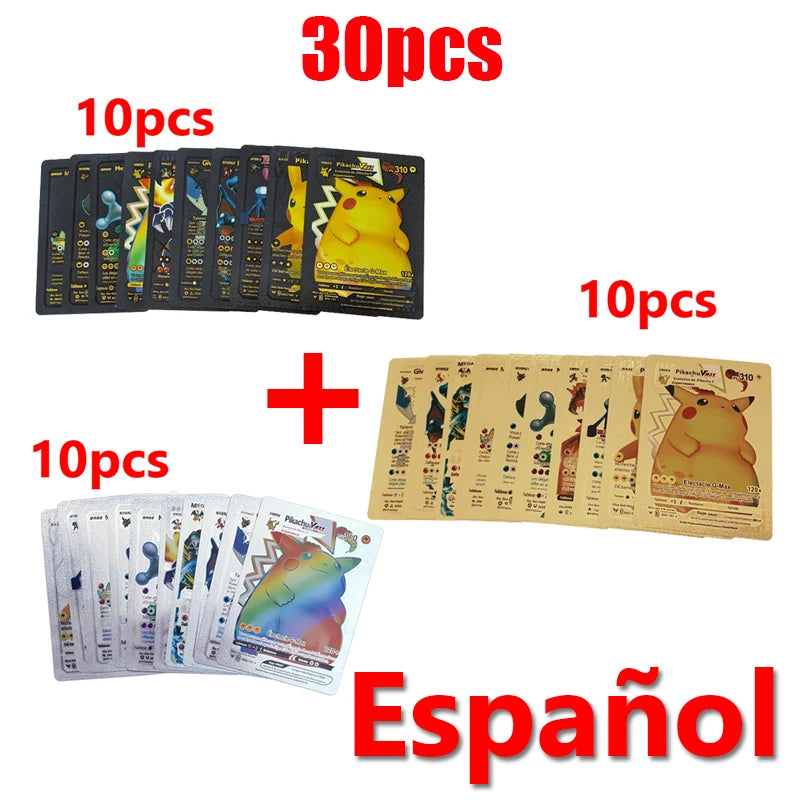 Pokémon Cards Pokemon Francaise Gold Cards Spanish English German Foil Gold Silve Cards Metalicas Charizard Vmax Gx Game Card