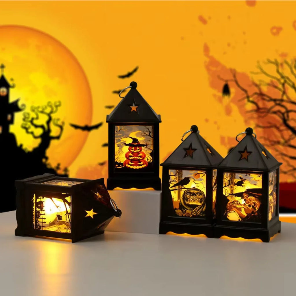 2023 New Products Halloween Wind Lamp Night Light LED Ghost Festival Electronic Candle Light Lantern Candlestick