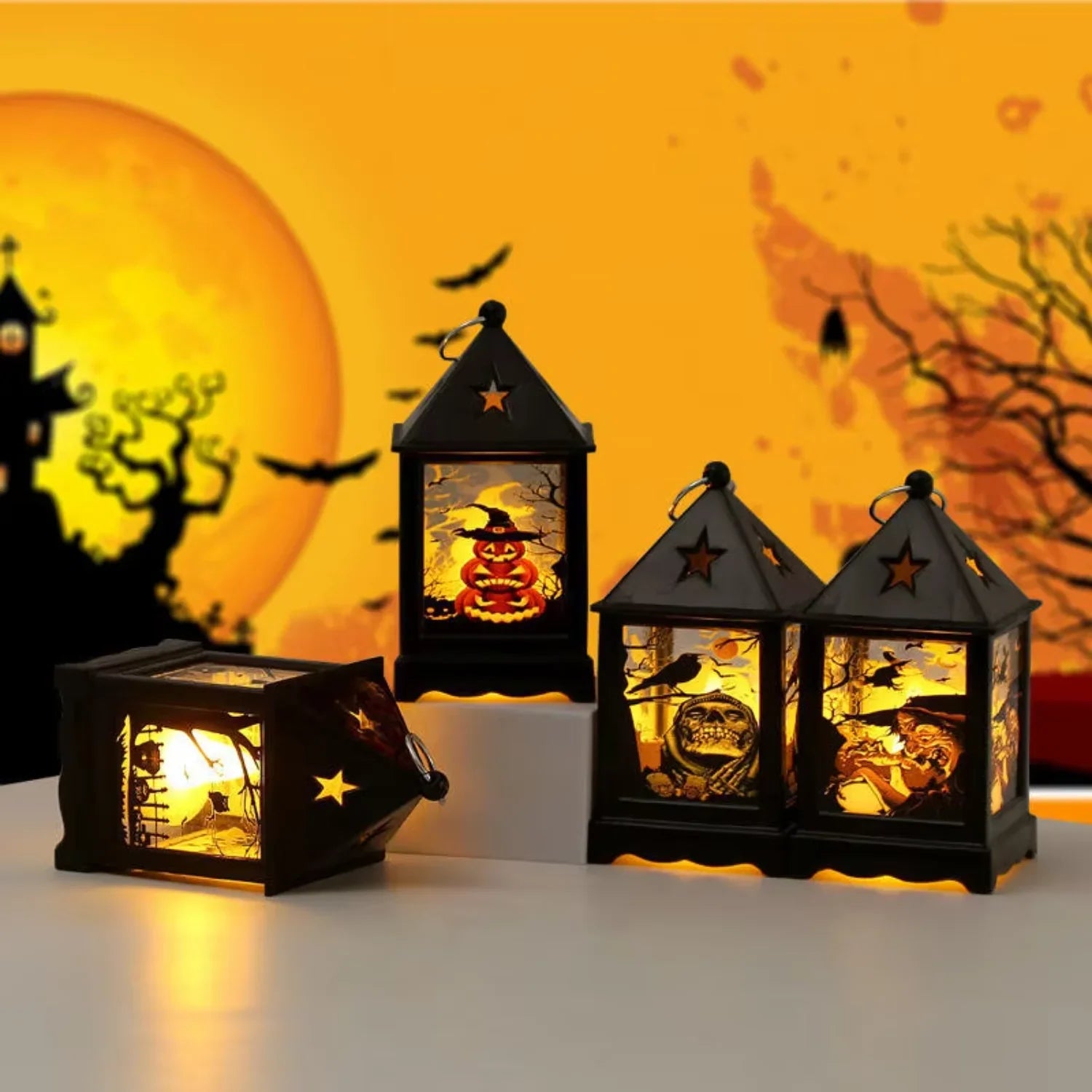 2023 New Products Halloween Wind Lamp Night Light LED Ghost Festival Electronic Candle Light Lantern Candlestick