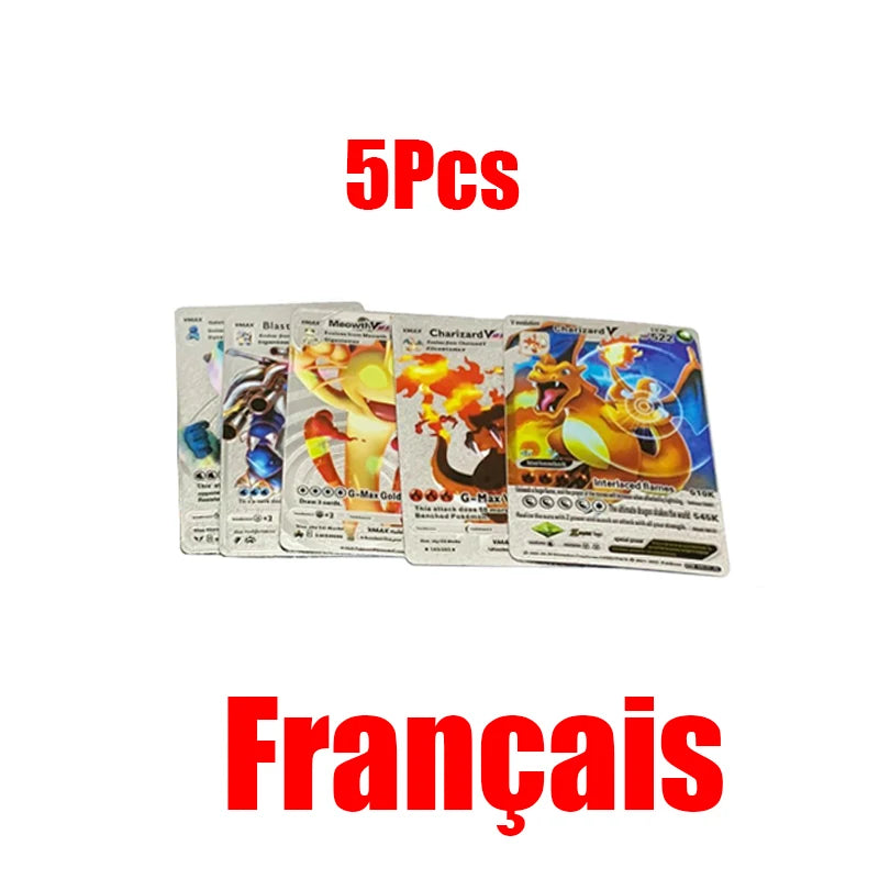 Pokémon Cards Pokemon Francaise Gold Cards Spanish English German Foil Gold Silve Cards Metalicas Charizard Vmax Gx Game Card