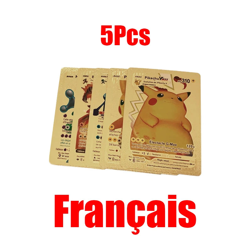 Pokémon Cards Pokemon Francaise Gold Cards Spanish English German Foil Gold Silve Cards Metalicas Charizard Vmax Gx Game Card