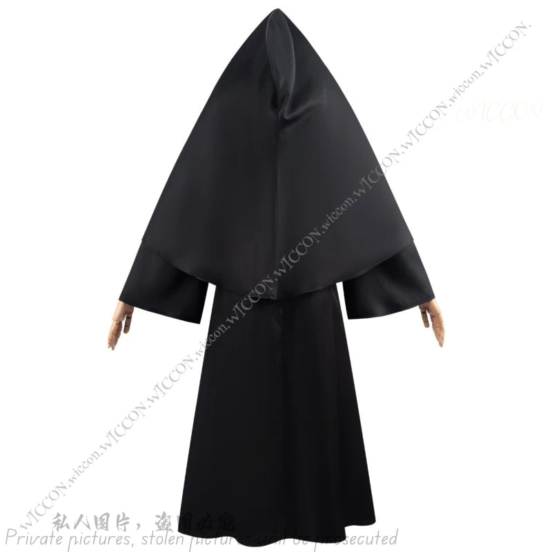 Ghost Nun Halloween Costume Horror Movie Cosplay Horror Ghost Mask Woman Disguise Bloody Mouth Scream Halloween Party Nun Dress