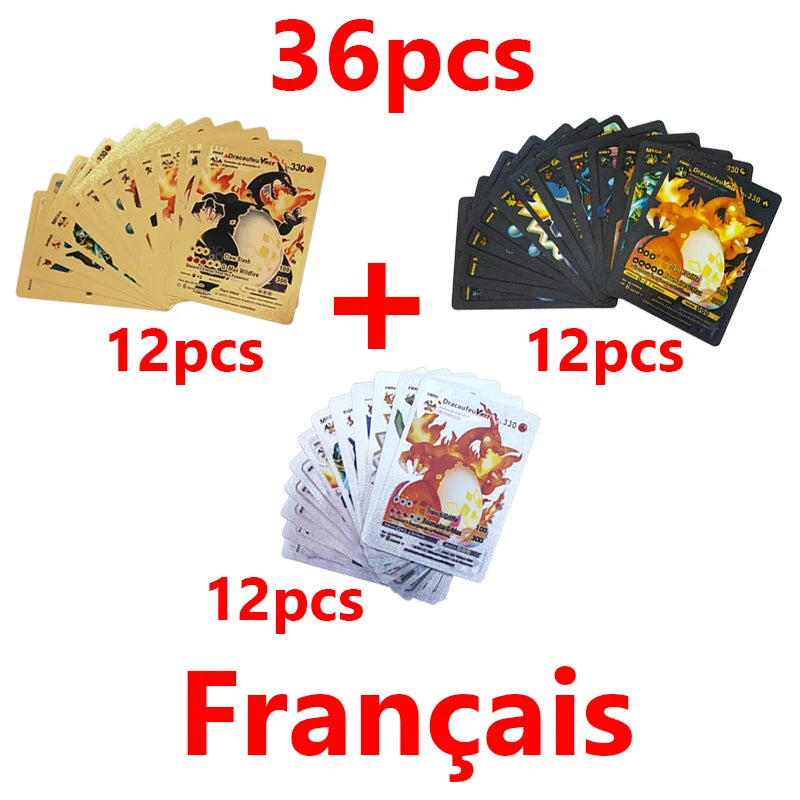 Pokémon Cards Pokemon Francaise Gold Cards Spanish English German Foil Gold Silve Cards Metalicas Charizard Vmax Gx Game Card