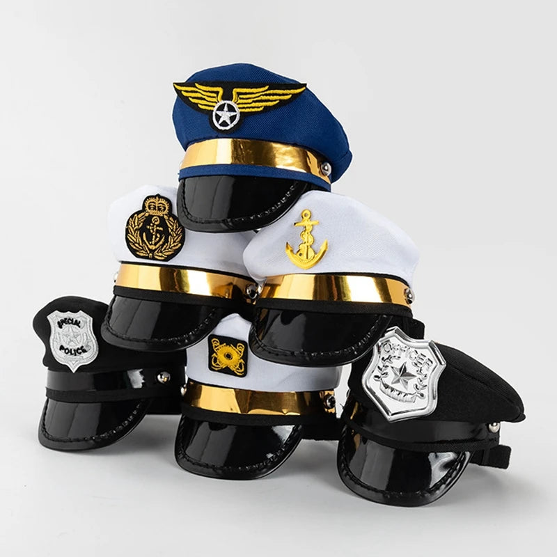 Pet Dog Cat Cap Funny Pet Product For Photography Halloween Cosplay Police Hat Holiday Costume Chihuahua Yorkshire Accessories
