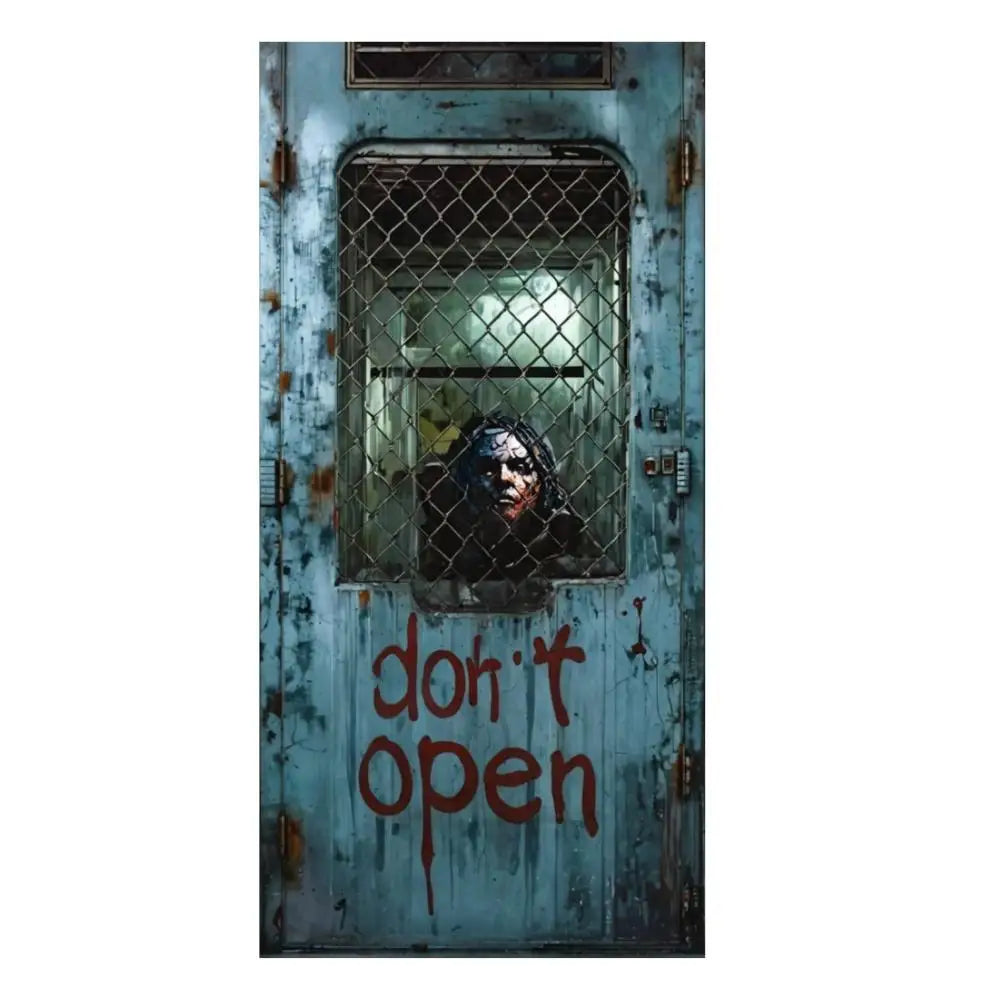 Halloween Door Decorations Horror Moon Night Dead Tree Scary Cemetery Pumpkins Door Cover Banner Halloween Front Door Porch Back