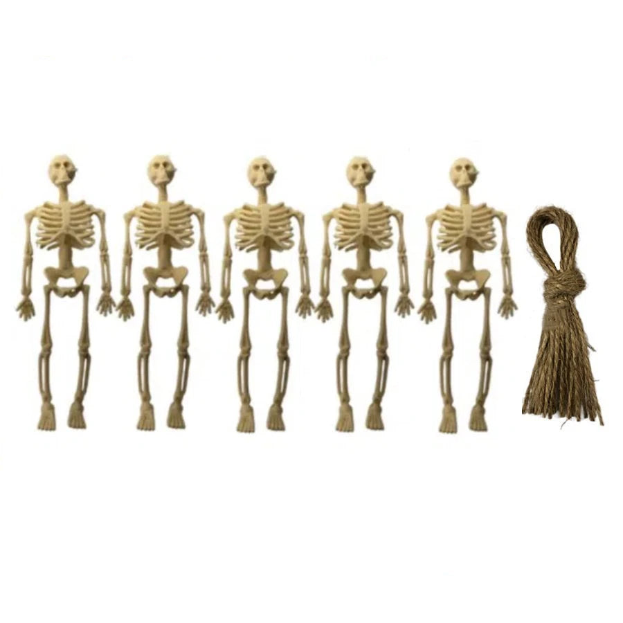5PCS Decor Halloween Mini Plastic Skull Skeleton Decoration Favors Hanging Toys for Craft Halloween Party Decorations