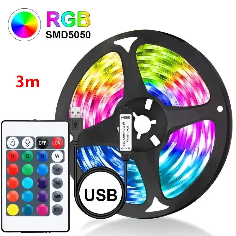 Smart RGB 5050 LED Wall Strip Lights Bluetooth Music Sync APP Remote Flexible Ribbon for TV Backlight Bedroom Home Party Decor