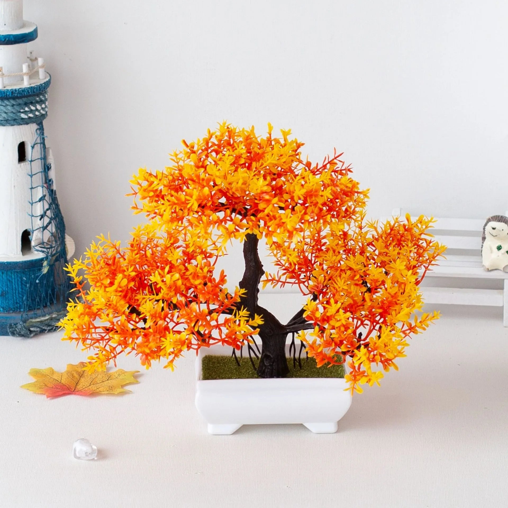 A set of artificial bonsai trees, plants, new homes, decorations for Christmas, Halloween, Easter, Hanukkah, and Thanksgiving