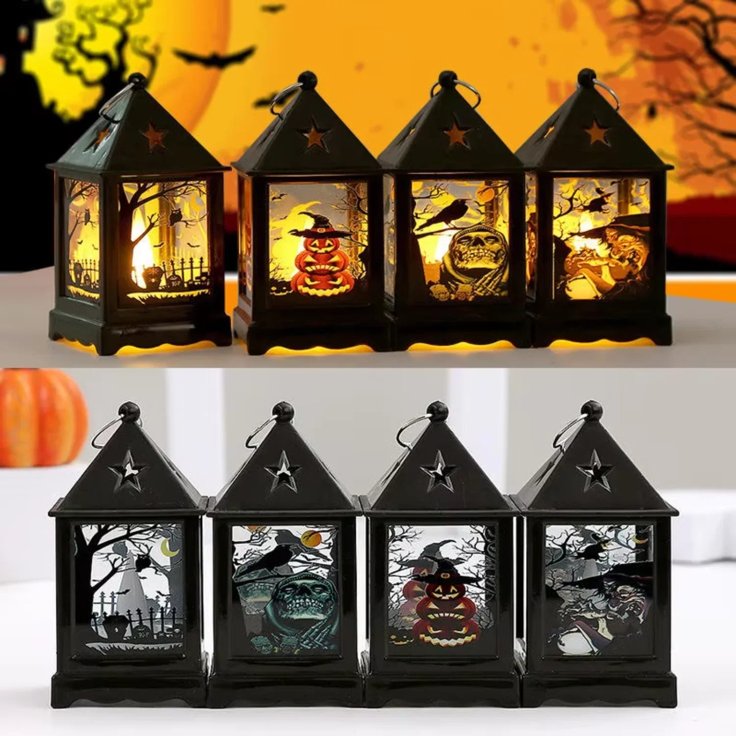 2023 New Products Halloween Wind Lamp Night Light LED Ghost Festival Electronic Candle Light Lantern Candlestick