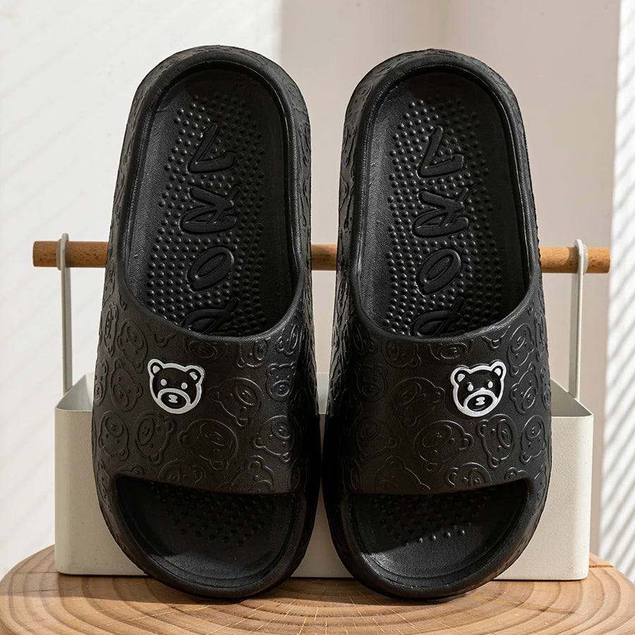 Cute Bear Women Slippers Summer Indoor Soft Cartoon Sandals Bathroom Anti-slip Outdoor Comfy Men Leisure Shoes Couple