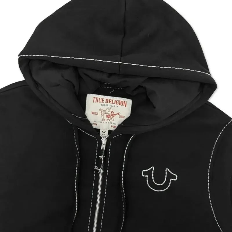 Harajuku Retro Summer Fashion Letters Embroidery Oversized Zipper Hoodie Men Y2k American Street Loose Casual Sweatshirt Women