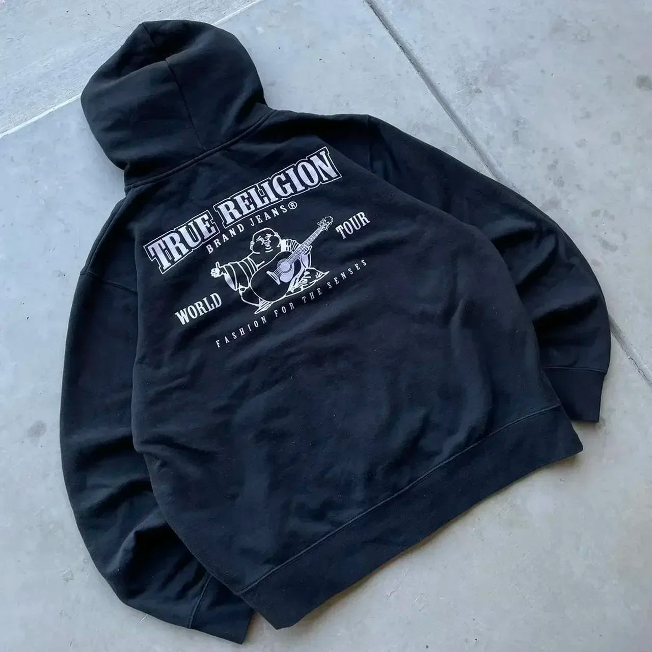 Hip Hop Buddha Graphic Black Hoodies Drawstring Cotton Mens Womens Harajuku Oversize Hoodie Sweatshirt Casual Jacket Y2K Clothes