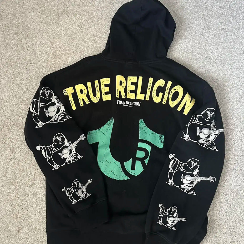 Hip Hop Buddha Graphic Black Hoodies Drawstring Cotton Mens Womens Harajuku Oversize Hoodie Sweatshirt Casual Jacket Y2K Clothes