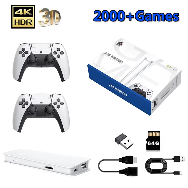 M15 Game Stick 4K Retro Video Game Console 64GB 20000+Games Handheld Game Console with Wireless Gamepads Controller HDMI Output